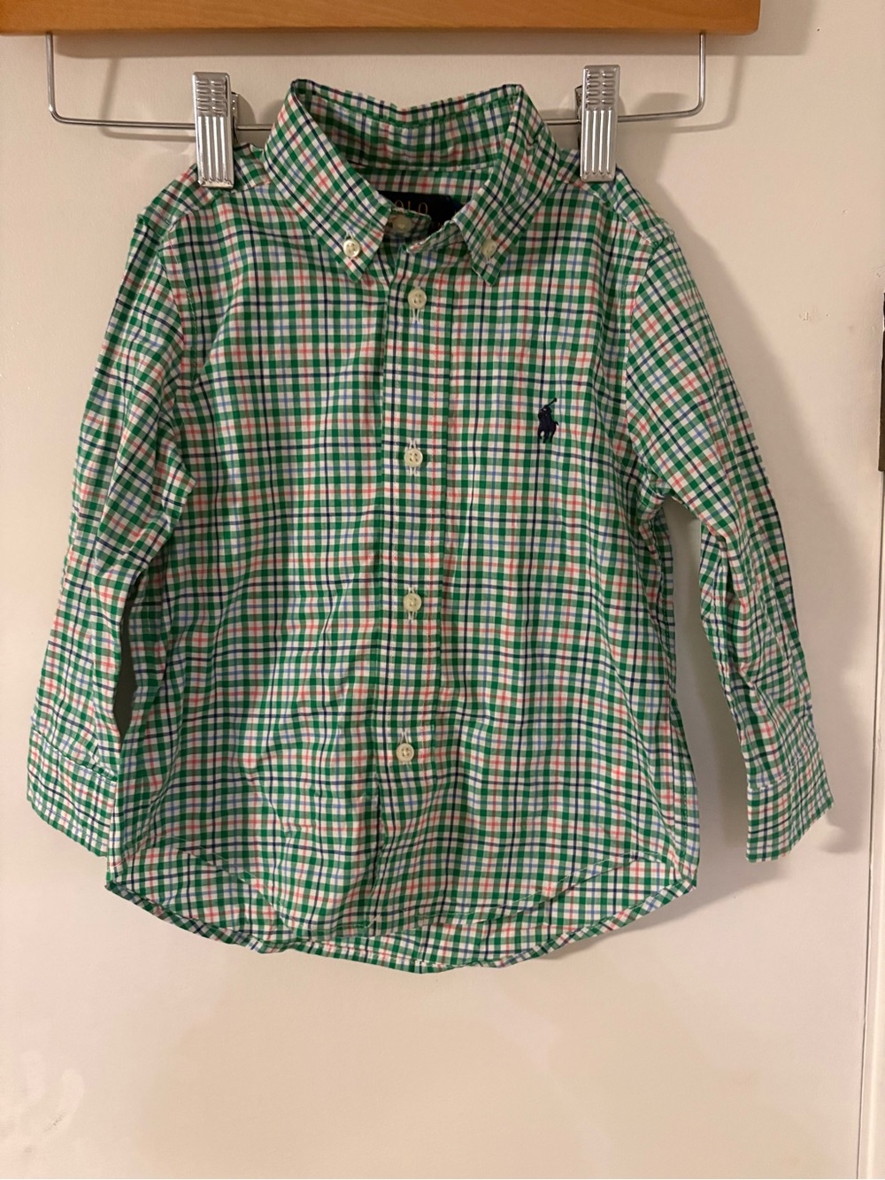 Ralph Lauren Toddler Green Plaid Button-Down Shirt. NWT. Size 2T